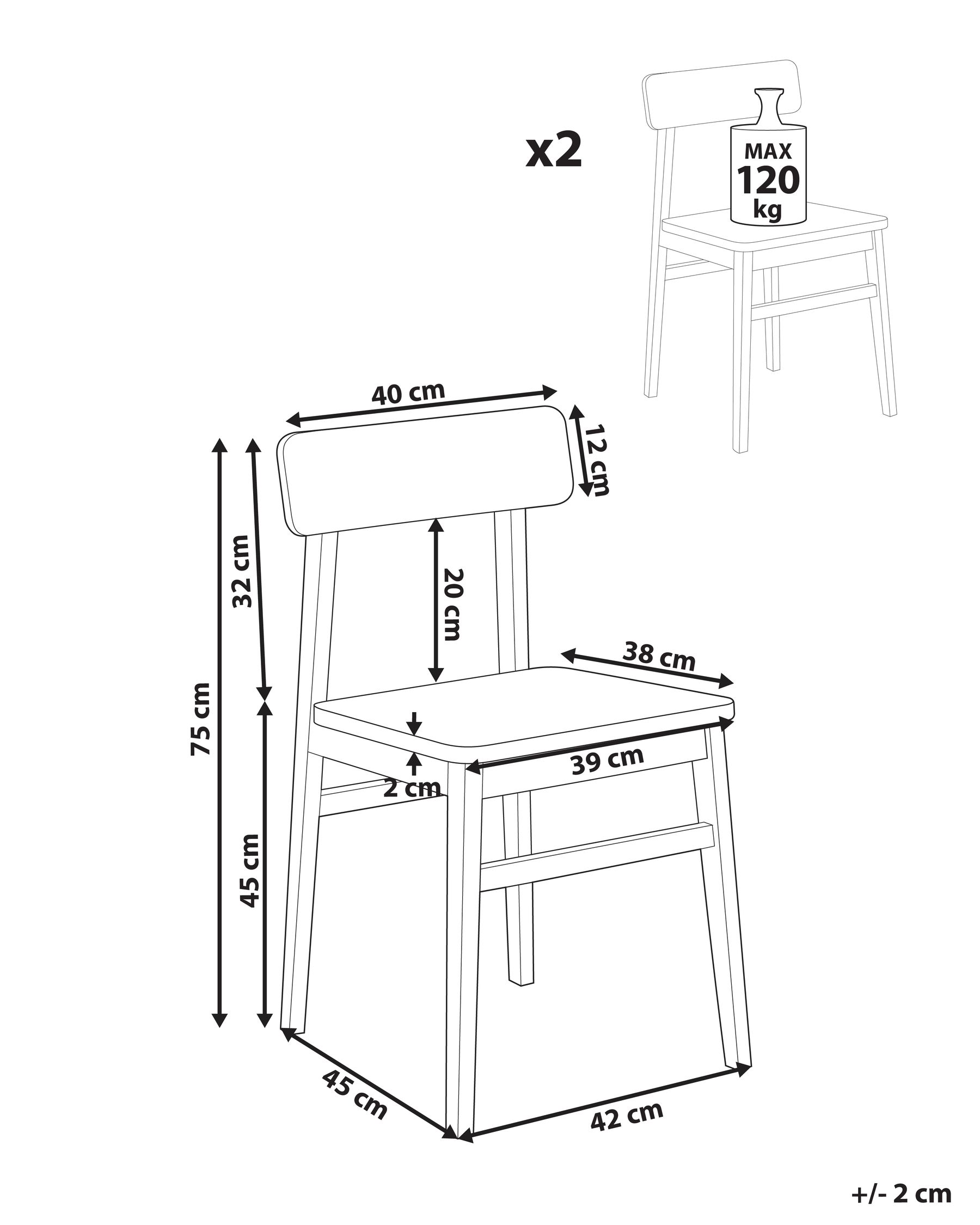 Set di 2 sedie da pranzo GORRE Legno Nero_1031573