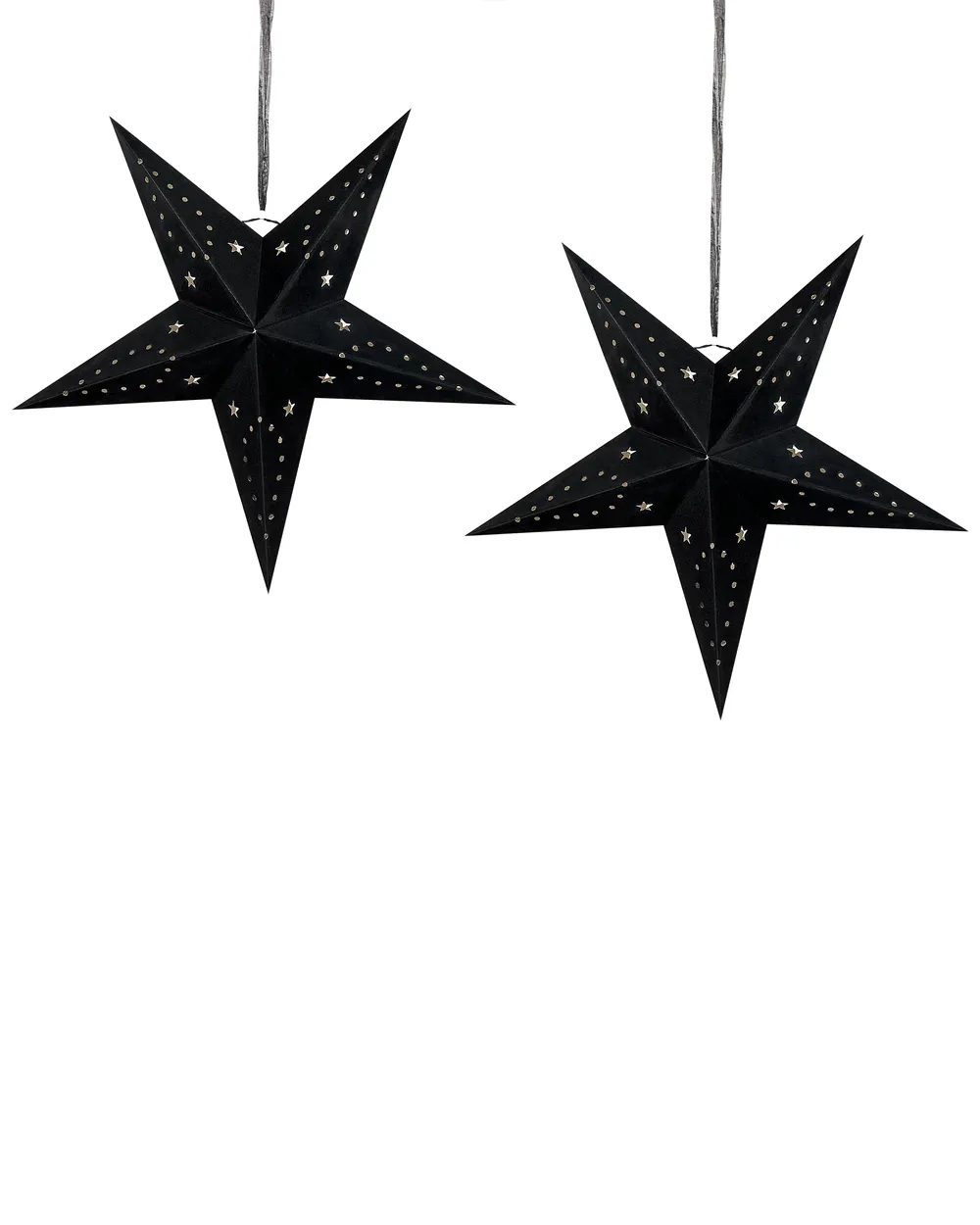 Set of 2 Hanging Decorations LED MOTTI 45 cm Star Black