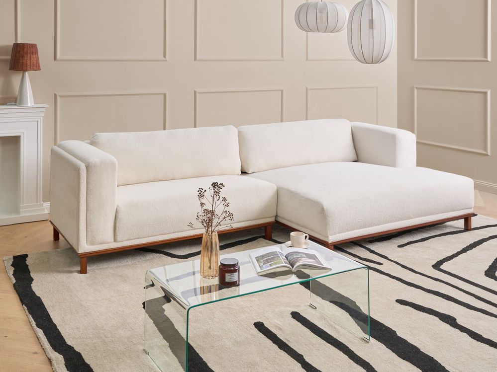 Corner Sofa 4 Seater VENG Boucle Off-White Left Hand