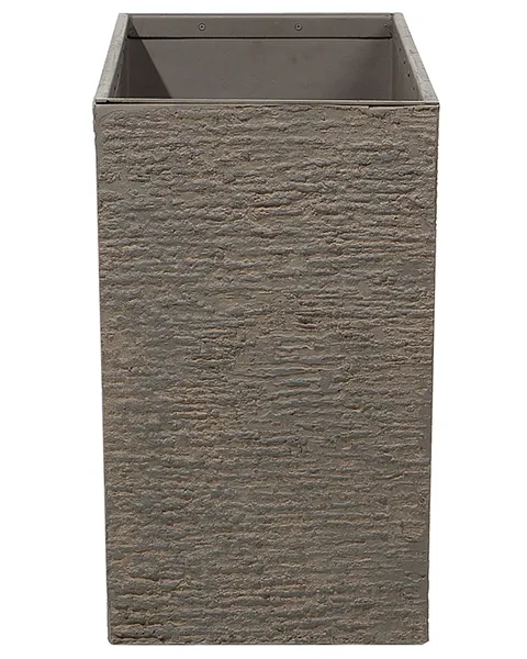 Beliani Fioriera in Cemento Sintetico Grigio Base in Legno Quadrata 30 x 30 cm