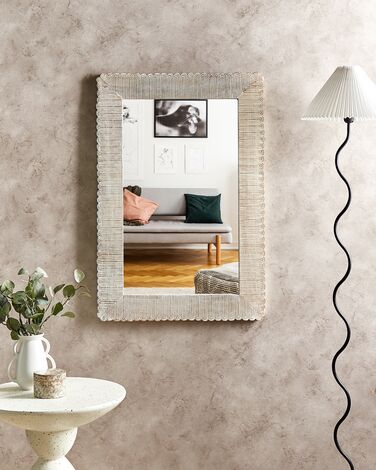 Wooden Wall Mirror 63 x 94 cm Off-White BAUGY