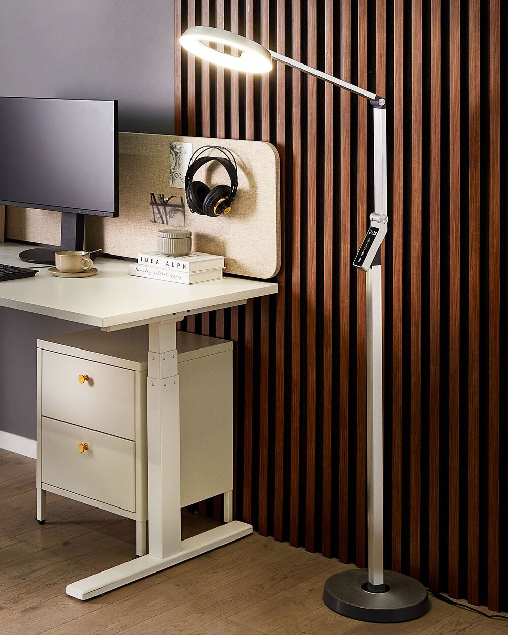 LED Floor Lamp CARINA with Dimmer Metal Silver