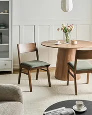 Set of 2 Dining Chairs ENOLA Wood Dark Green/ Brown_1065850