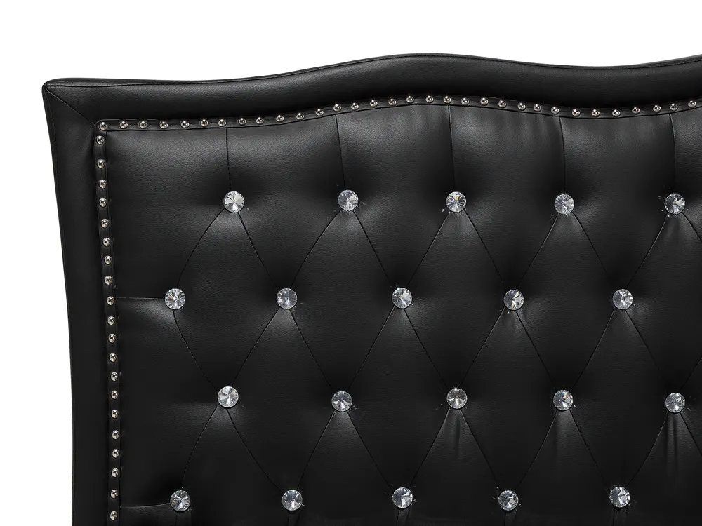 Bed Faux Leather METZ 140 x 200 cm (EU Double) Black_731111