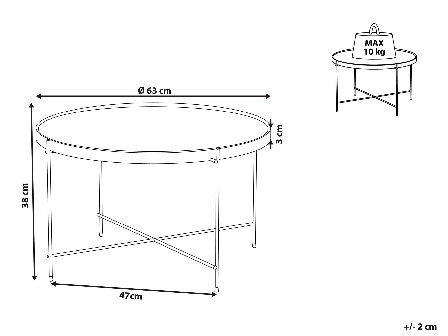 Coffee Table LUCEA Tempered Glass Gold_817104