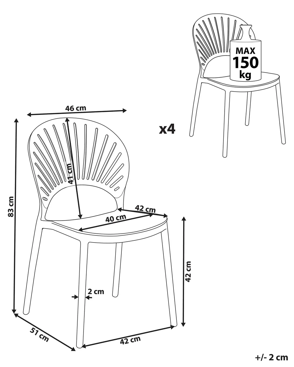 Set di 4 sedie da giardino OSTIA Bianco_862742