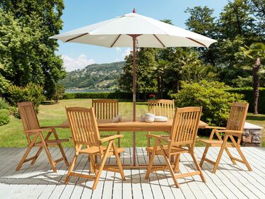 6 Seater Acacia Wood Garden Dining Set JAVA with Parasol (12 Options)