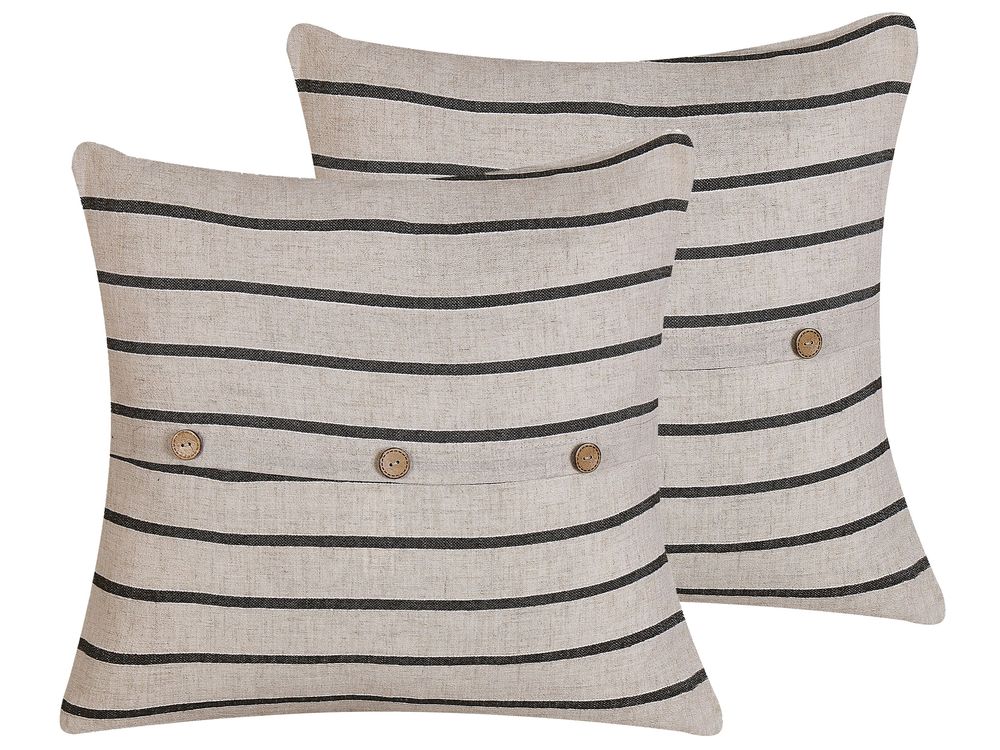 Set med 2 prydnadskuddar CYNARA 43 x 43 cm Bomull Beige Randigt