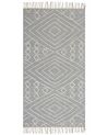 Teppich Baumwolle grau / weiß 80 x 150 cm geometrisches Muster Kurzflor KHENIFRA_848867