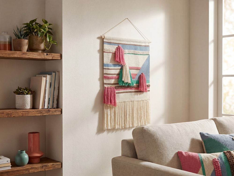 Decorazione da parete in tessuto MOOLA Cotone 109 cm Beige chiaro