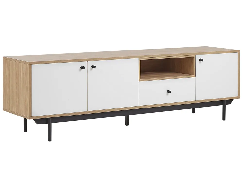 Armadio A 2 Ante Legno E Bianco Scaffali E Asta Appendiabiti 180 Cm Armadio A 2 Ante Legno E Bianco Scaffali E Asta Appendiabiti 180 Cm