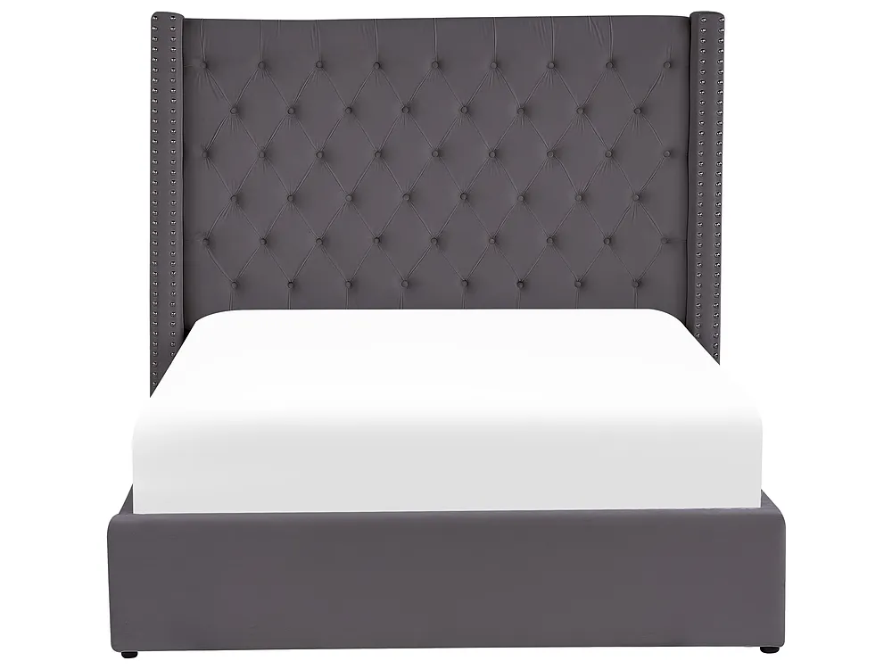 Letto contenitore LUBBON Velluto Grigio 140 x 200 cm_833508
