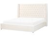 Zamatová posteľ s úložným priestorom 180 x 200 cm krémová biela LUBBON_882123