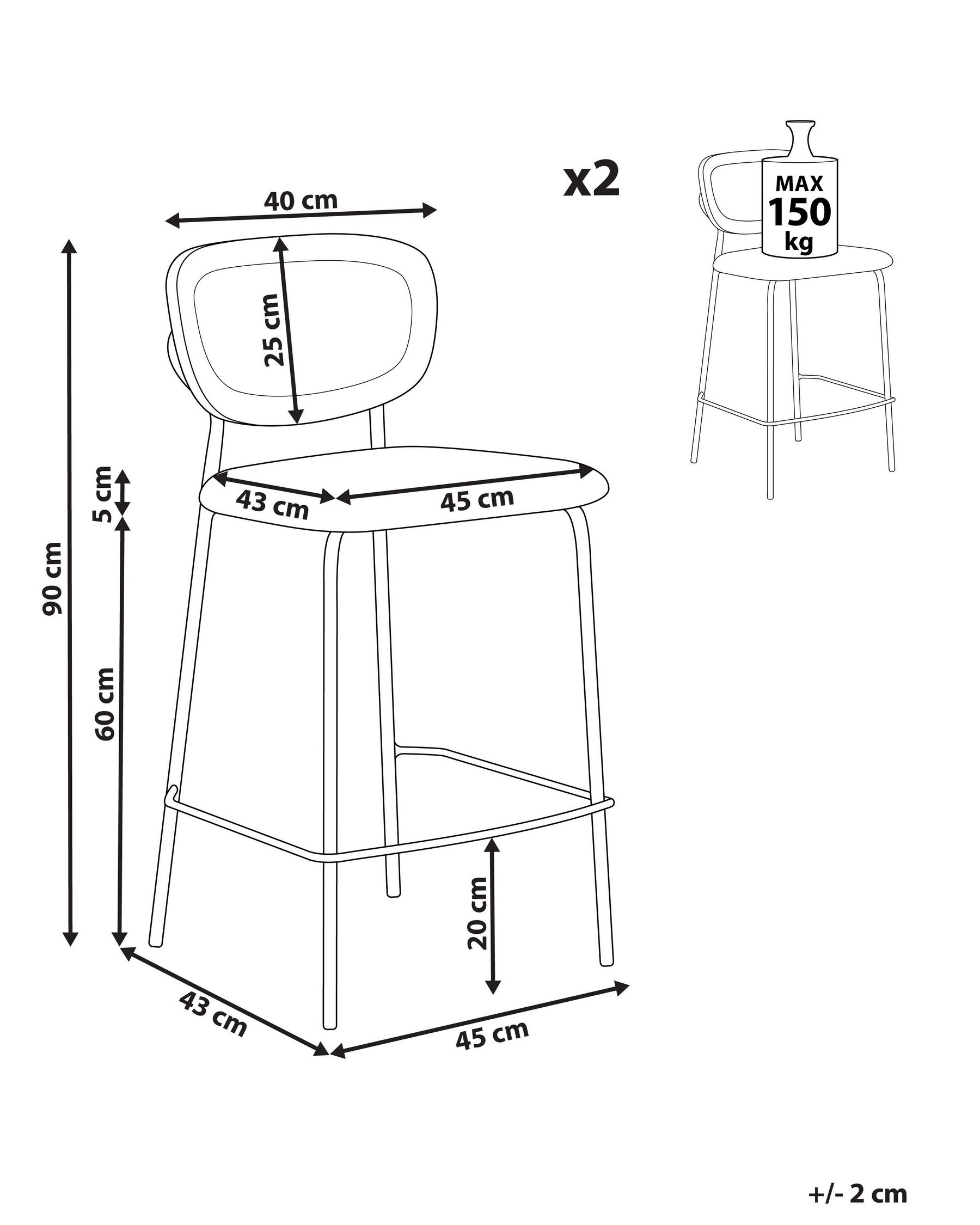 Set di 2 sedie alte MAYETTA Rattan Foglia di tè_931903