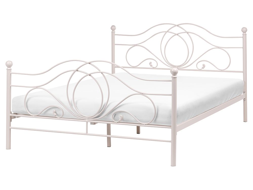 Bett mit Lattenrost Metall LYRA 160 x 200 cm Hellbeige
