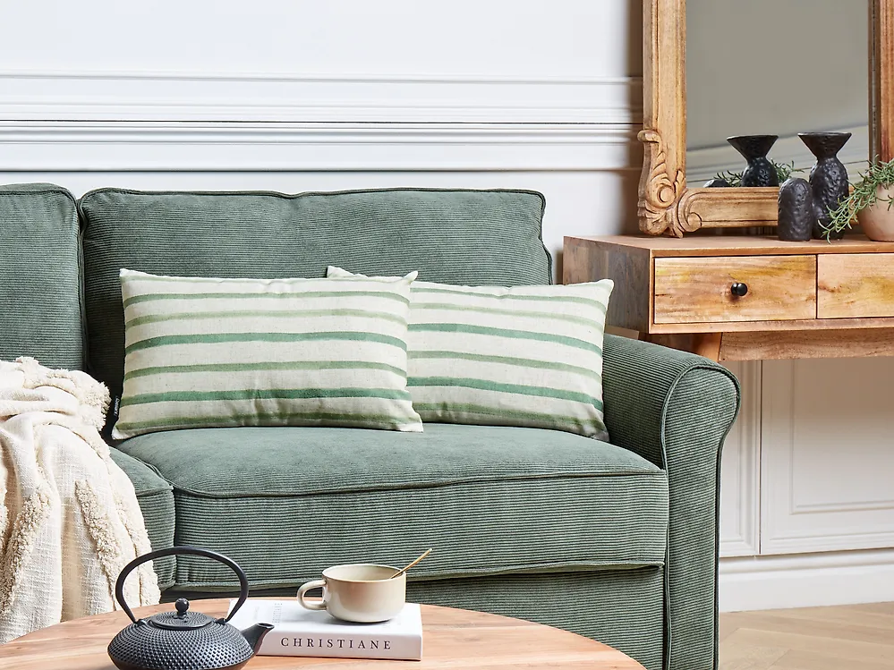 Set of 2 Decorative Cushions KAFRA 30 x 50 cm Green Striped