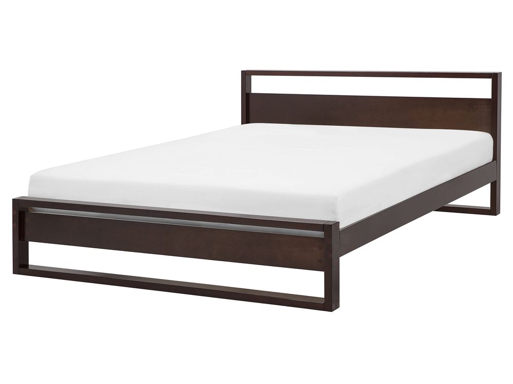Bed Pine Wood GIULIA 160 x 200 cm (EU King Size) Dark Brown