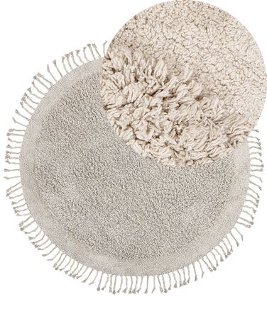 Dywan shaggy okrągły bawełniany ⌀ 140 cm beżowy BITLIS