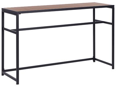 Steel Garden Table 150 x 50 cm Black and Light Wood AVETRANA