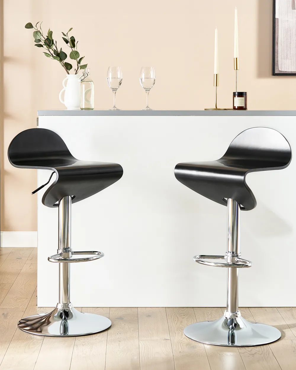 Set of Bar Chairs LIVERPOOL Swivel Black - Main Image