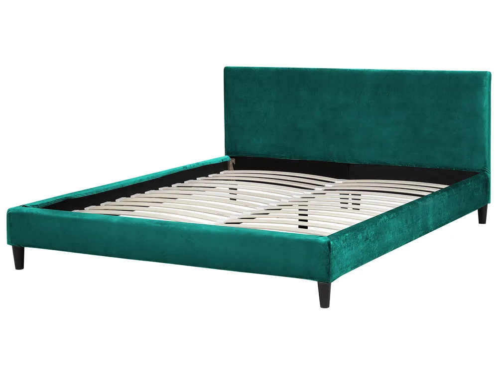 Lit avec sommier Velours BELLOU 160 x 200 cm Vert