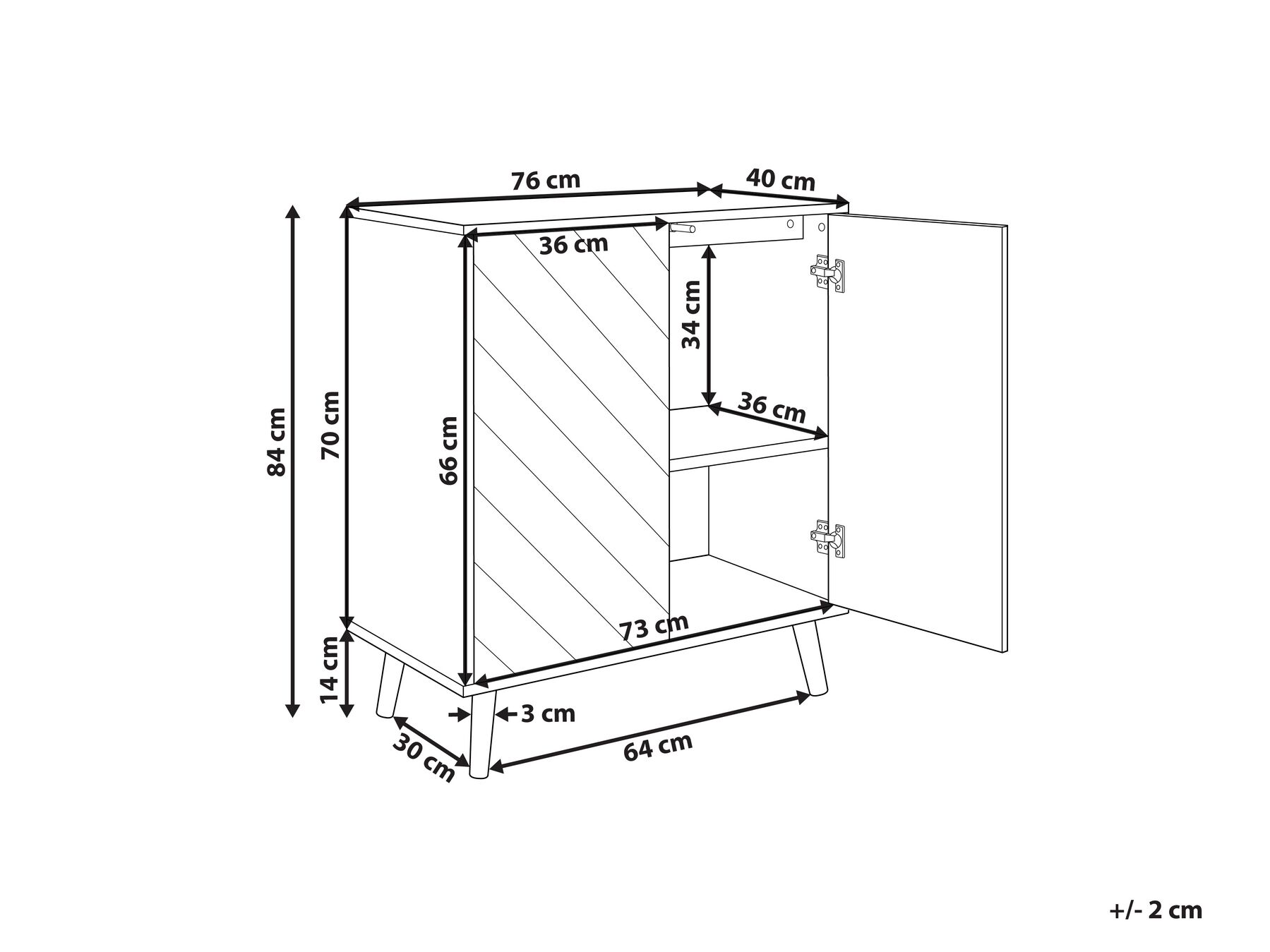 2 Door Sideboard Light Wood and Black BRISTOW_872271