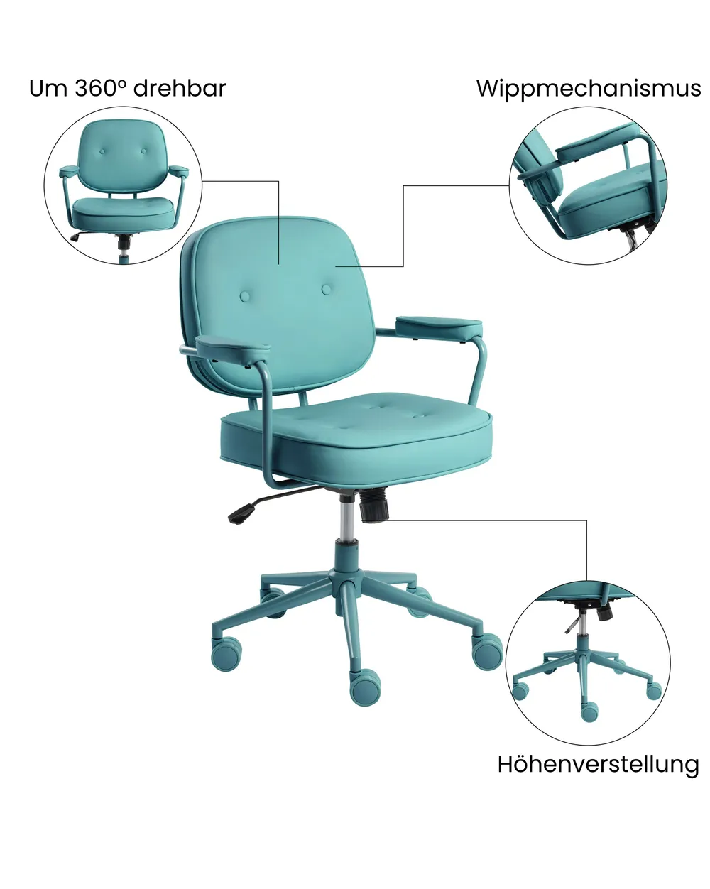 Schreibtischstuhl PARAMUS Kunstleder Türkis_1072418