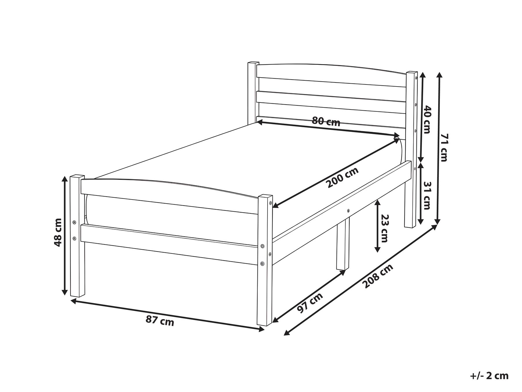 Letto Legno di pino ECHALLON 80 x 200 cm Marrone chiaro_1108205
