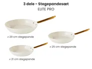 Sæt med 3 stegepander ELITE PRO Cremehvid_992767
