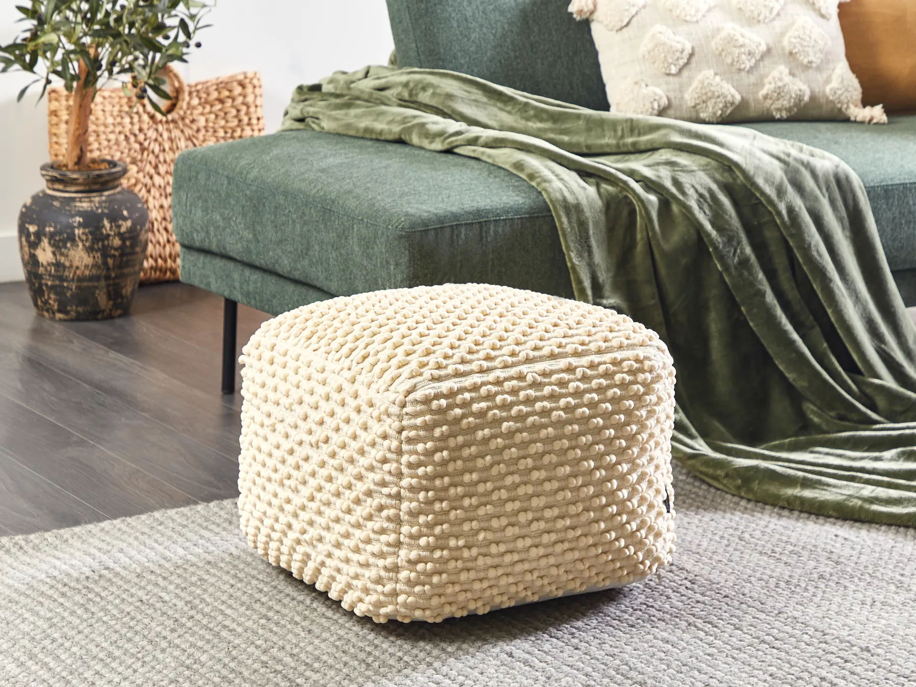 Pouffe KINGRI Cotton Light Beige_885714