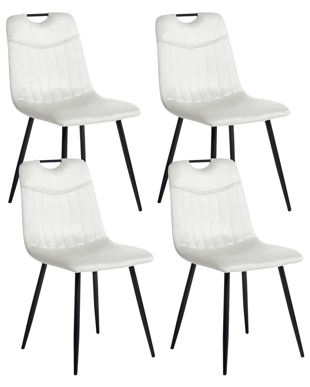 Lot de 4 chaises de salle à manger ARGYLE Velours Blanc cassé