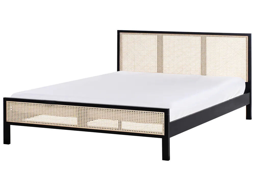 Bed Pine Wood SALERNAS 160 x 200 cm (EU King Size) Black