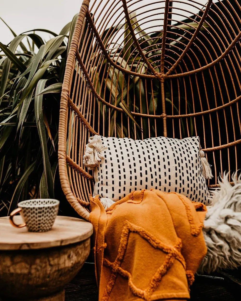 Hanging Chair with Stand CASOLI PE Rattan Natural_784138
