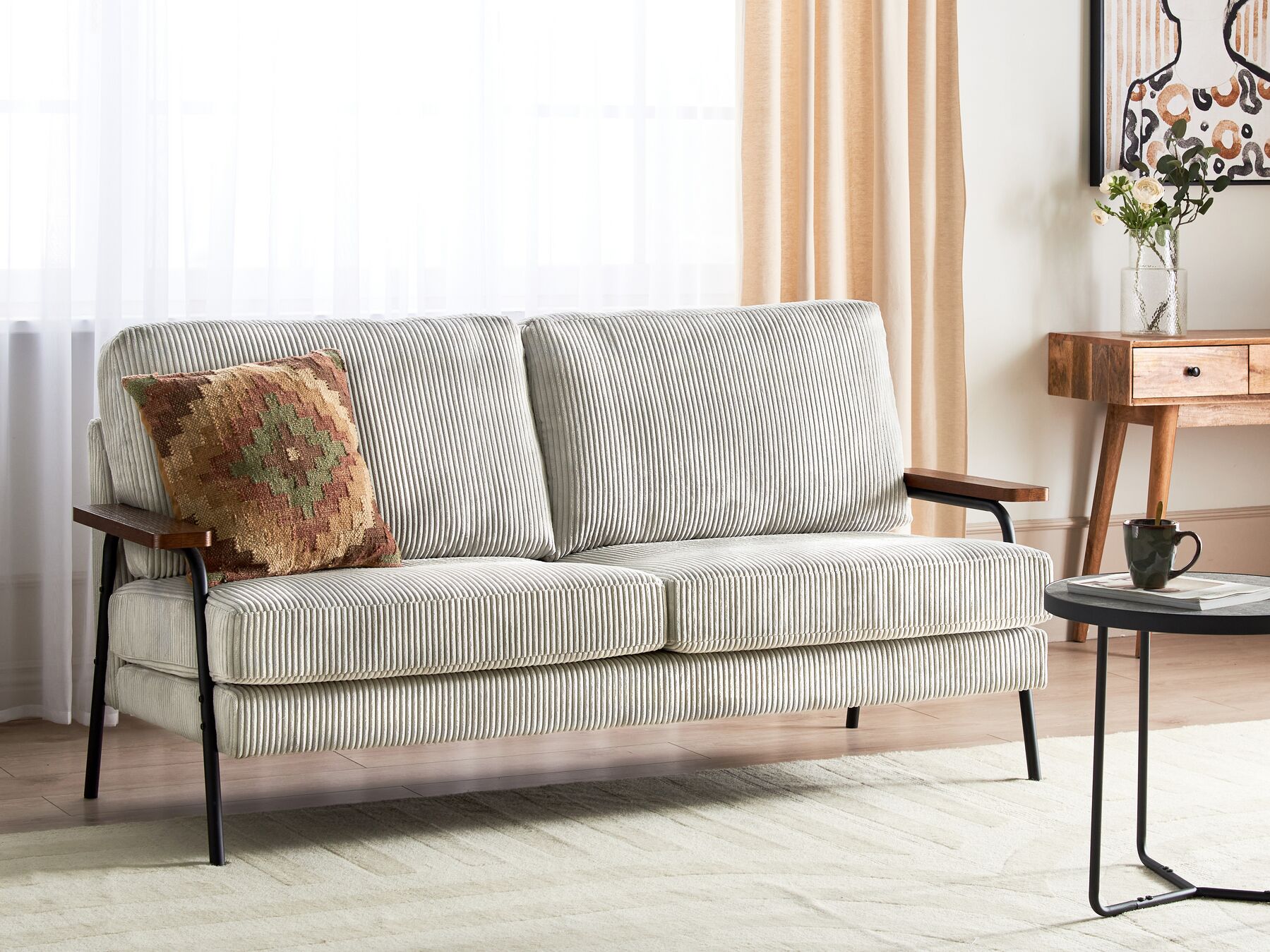 Corduroy Sofa Grey AKRANES_917520