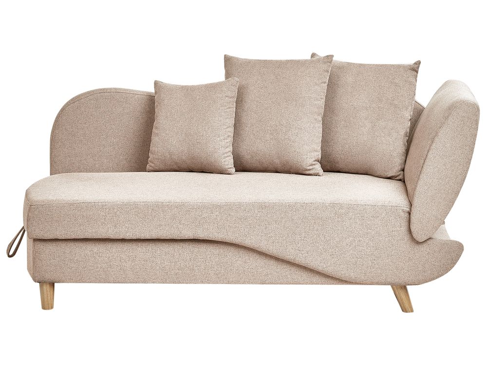 Right Hand Fabric Chaise Lounge with Storage Light Brown MERI II Beliani.cz
