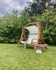 Patio Swing APRILIA Larch Wood Brown_877903