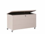Aufbewahrungsbox KYMI 136 cm 55 cm Metall mit Rädern Beige_1172868