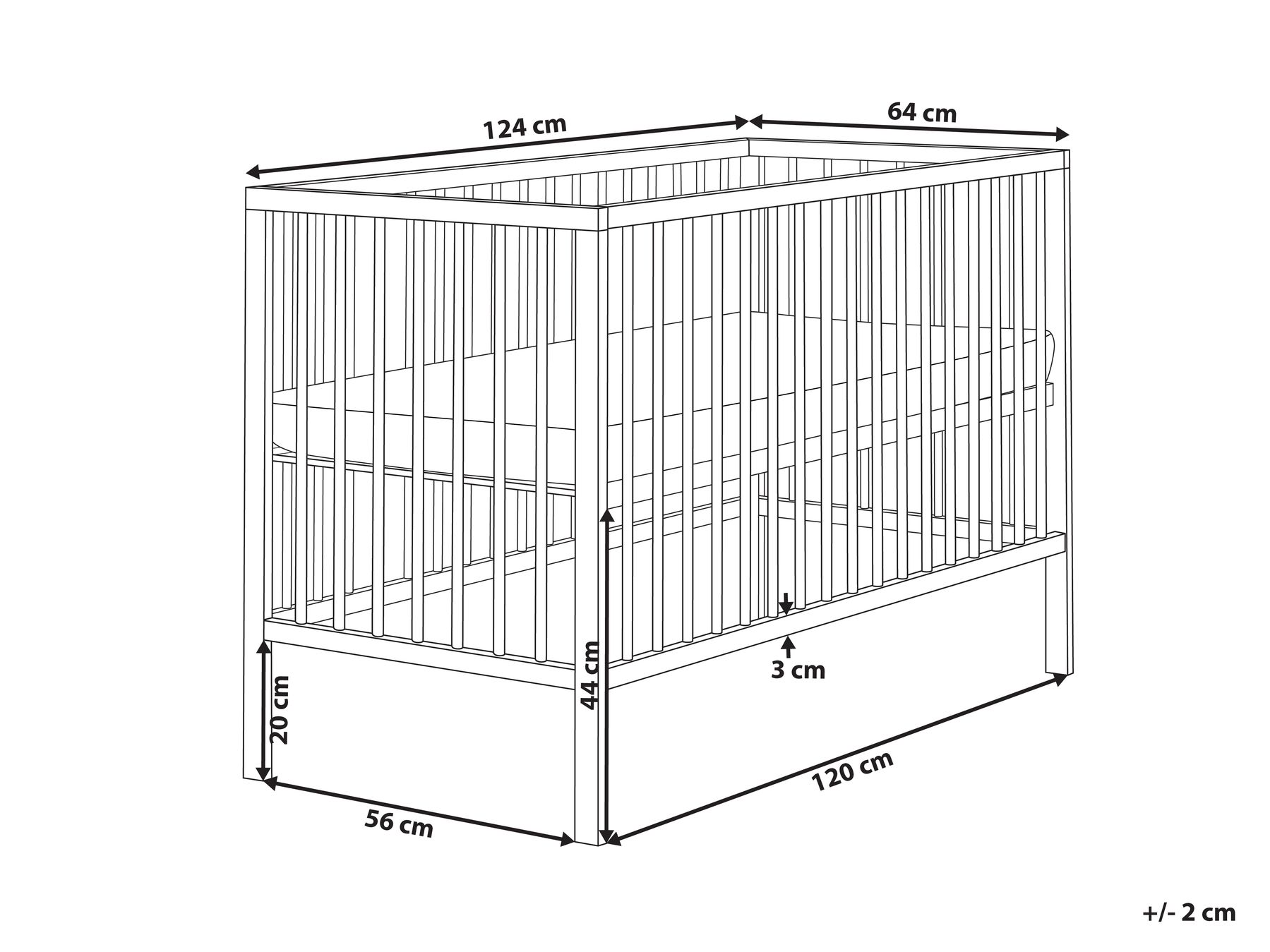 Baby Cot Bed Pine Wood BELENGER 60 x 120 cm Light Brown_1006810