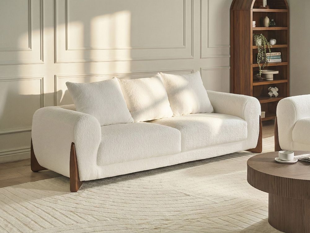 Sofa 3 Seater VINLIDEN Boucle White