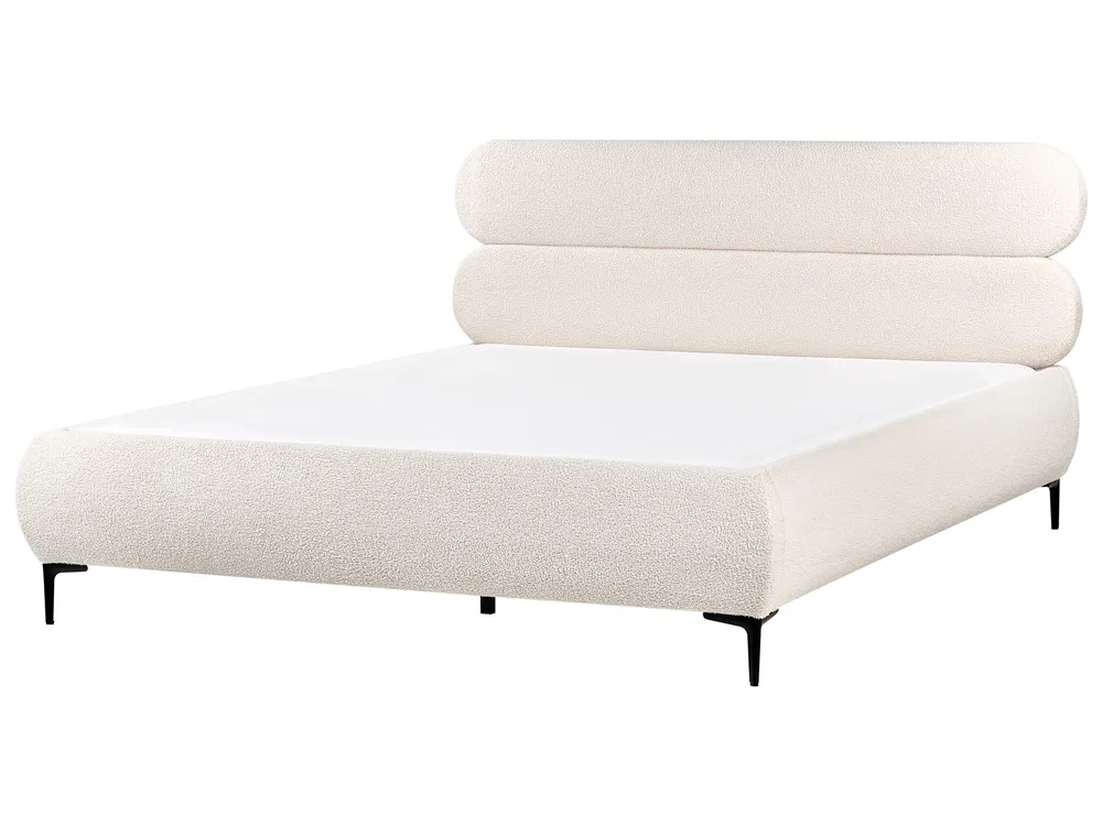 Lit avec sommier Bouclé LESSAY 180 x 200 cm Blanc cassé_982247