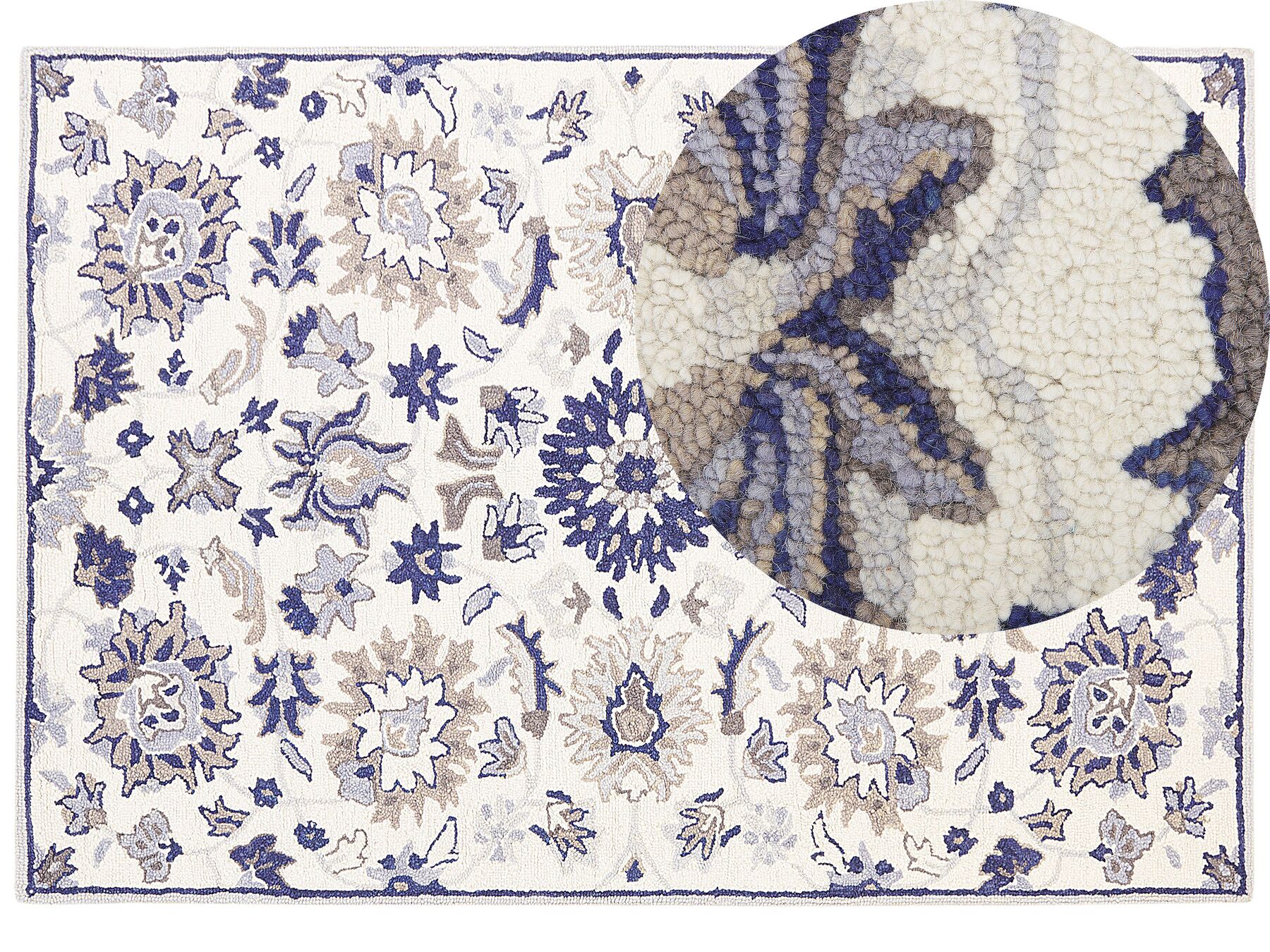 Tapete de lã creme e azul 160 x 230 cm KUMRU_830901