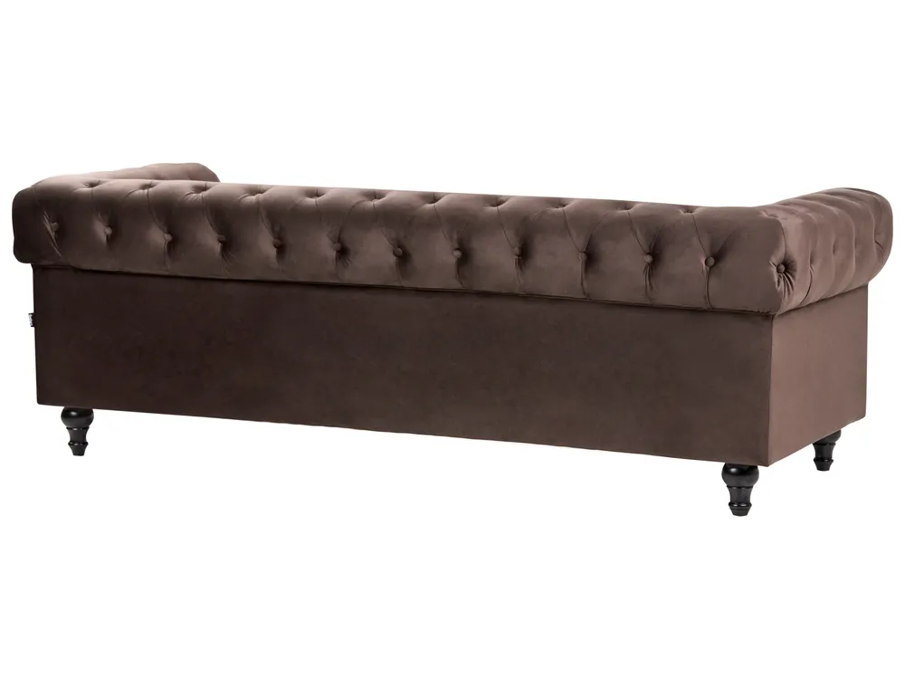 Divano 3 posti CHESTERFIELD Velluto Marrone scuro_1065039