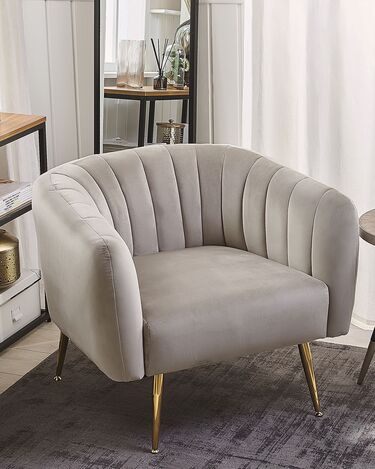 Velvet Armchair Grey LACONIA