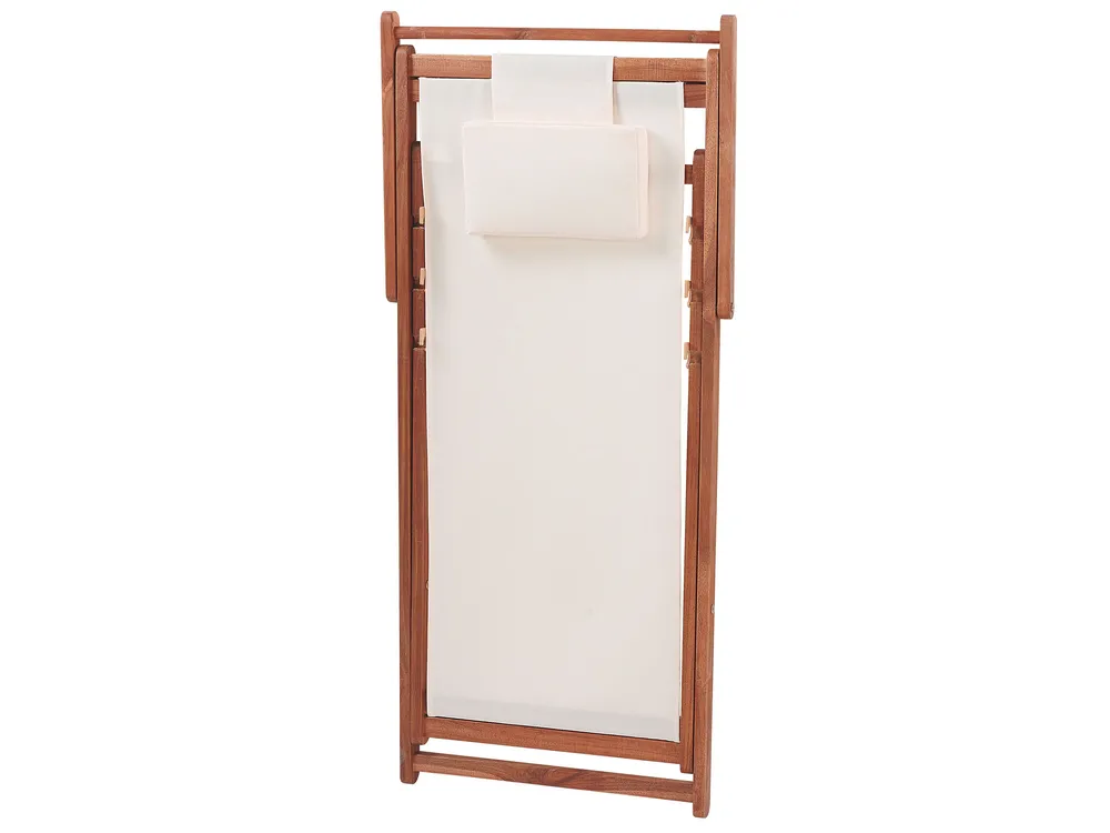 Folding Deck Chair AVELLINO with Replacement Fabrics Acacia Wood Dark Brown_860136