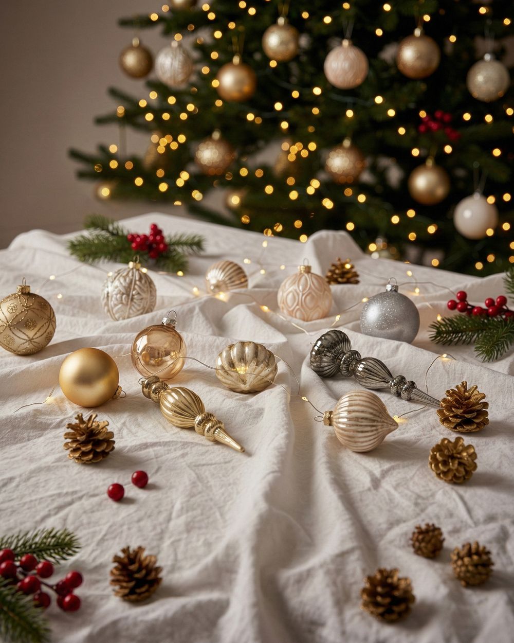 Set di 24 palline decorative WINTERLIGHT Vetro Oro rosa