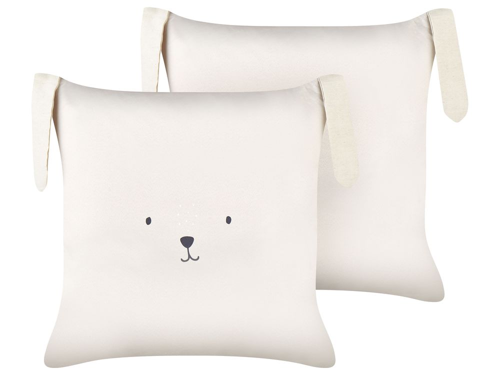 Set of 2 Decorative Cushions CONEY 45 x 45 cm Cotton Light Beige