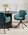 Set of 2 Dining Chairs Swivel JODAR Fabric Teal