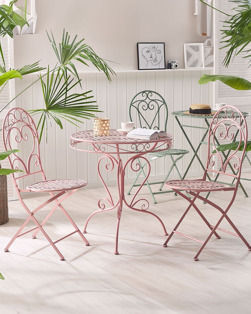 Lot de 2 chaises de jardin ALBINIA Métal Rose