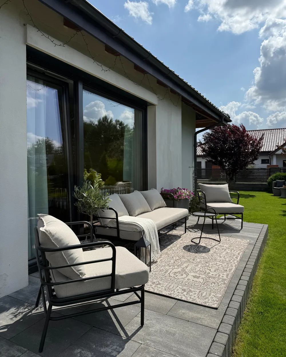Garden Sofa Set 5 Seater PONZONE Metal Light Beige_1016925