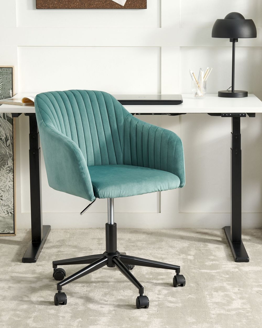 Desk Chair VENICE Velvet Mint Green